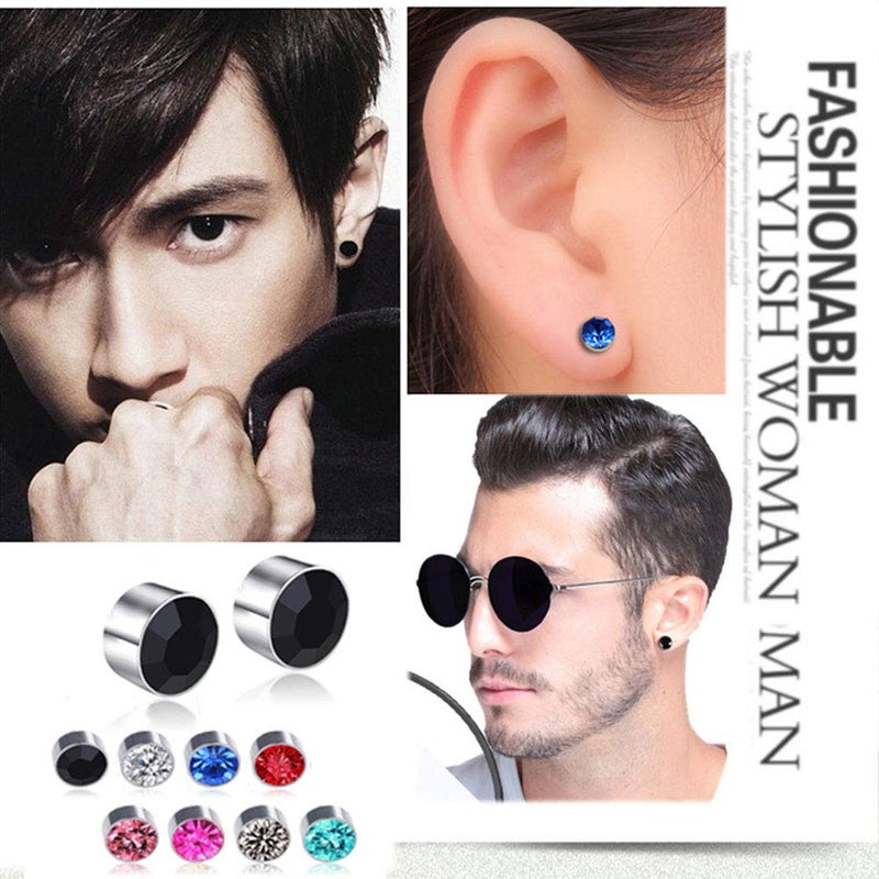 Spiritlele 12 Pairs Colors Crystal Magnetic Earrings Set Clip on Non Piercing Fake Stud Earrings Unisex - Image 2